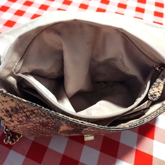 Michael Michael Kors Beige Python Embossed Leather Turnlock Purse - Picture 5 of 14